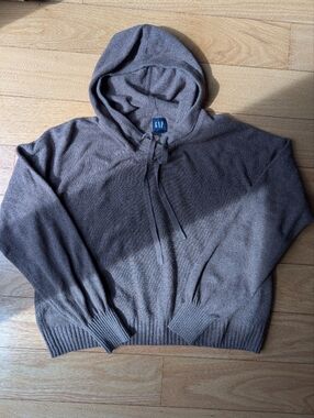 GAP Women's Brown Hooded Knit Sweatshirt